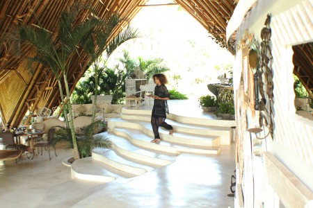 The Global Girl Travels: Ndoema enjoys a tropical breakfast at Glamping Hub's luxury glamping tents in Ubud, Bali.