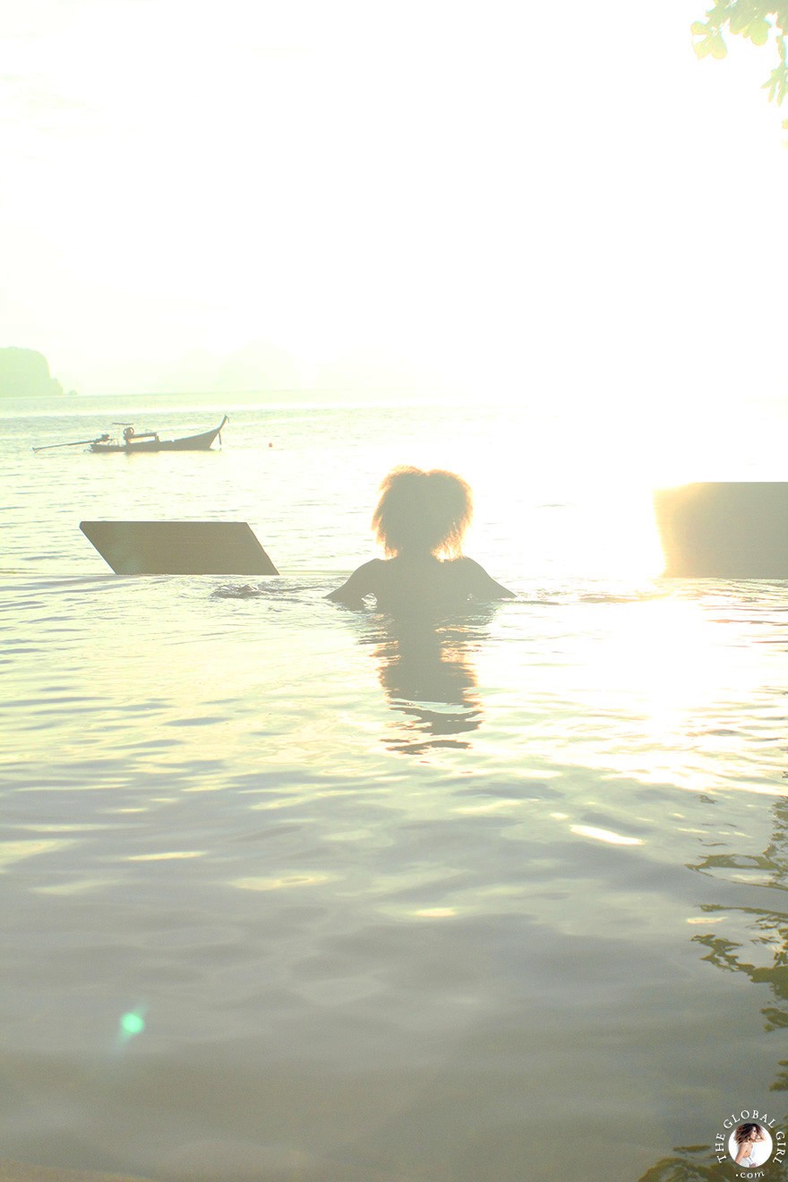 The Global Girl Travels: Ndoema greets the sunrise at Koh Yao Noi, Thailand's last unspoiled paradise.