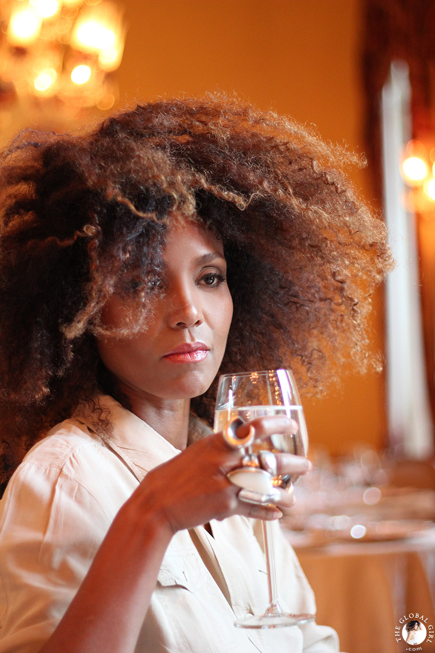 The Global Girl Travels: Ndoema has a princess moment at the 1886 restaurant at the Sofitel Winter Palace in Luxor, Egypt.