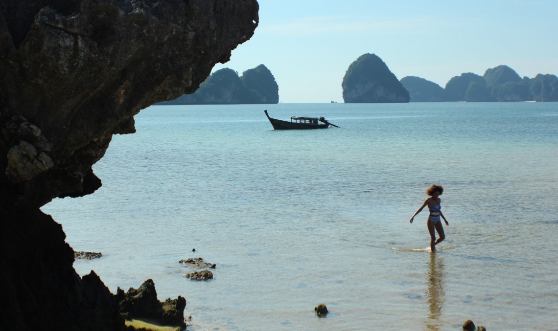 The Global Girl Travels: Ndoema at Koh Pakbia Island Beach in the Andaman Sea, Southern Thailand.